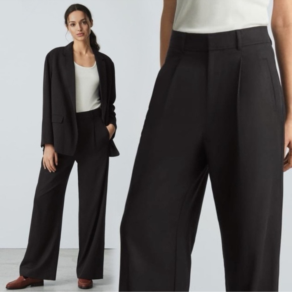 Everlane Black Wide-Leg Trousers with Tailored Waist
